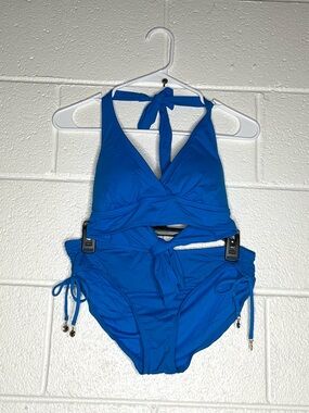 < Anne Cole Blue Two Piece Bikini Set Size Large >
